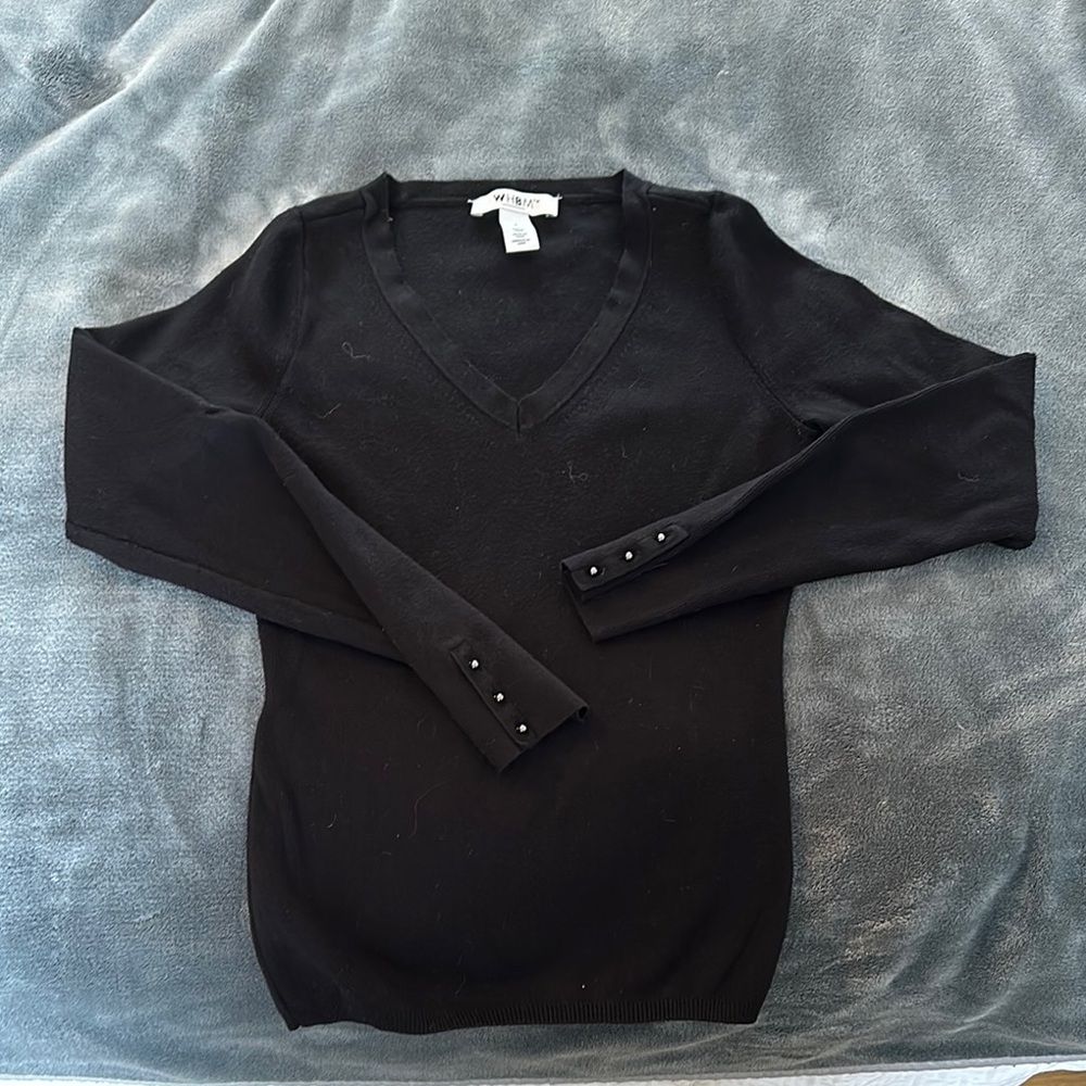 White House Black Market Black V-Neck Sweater